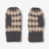 Wheat Outerwear Jacquard Mittens Haansi Accessory 0064 charcoal melange