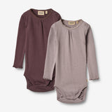 Wheat Main 2 Rib Body L/S Lotta Underwear/Bodies 9581 purple fudge