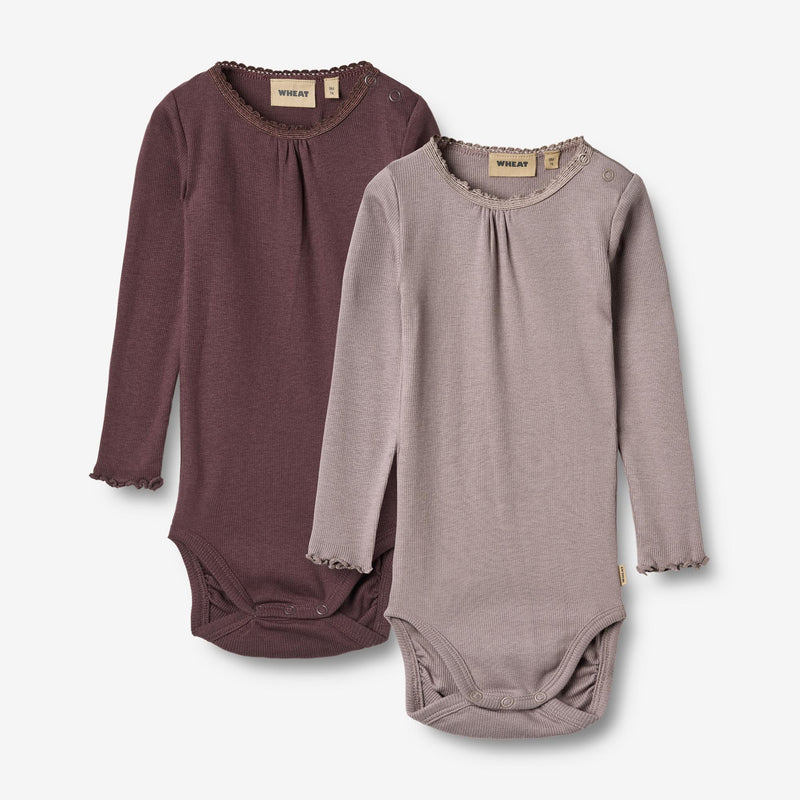 Wheat Main 2 Rib Body L/S Lotta Underwear/Bodies 9581 purple fudge