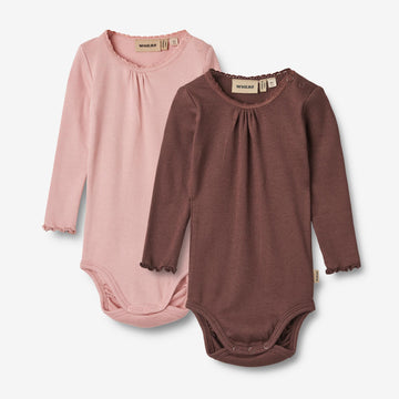 Wheat Main 2 Rib Body L/S Lotta Underwear/Bodies 1189 rose frost eggplant