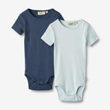 Wheat Main 2 Rib Body S/S Timo Underwear/Bodies 4034 light blue navy