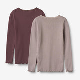 Wheat Main 2 Rib T-Shirt L/S Reese Jersey Tops and T-Shirts 9581 purple fudge