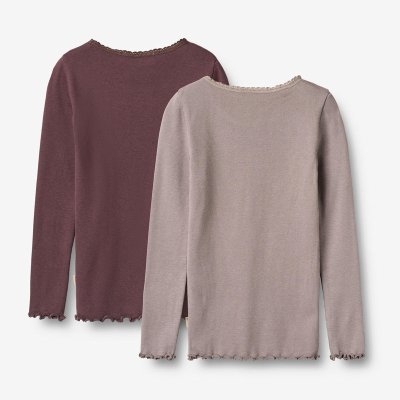 Wheat Main 2 Rib T-Shirt L/S Reese Jersey Tops and T-Shirts 9581 purple fudge