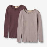 Wheat Main 2 Rib T-Shirt L/S Reese Jersey Tops and T-Shirts 9581 purple fudge