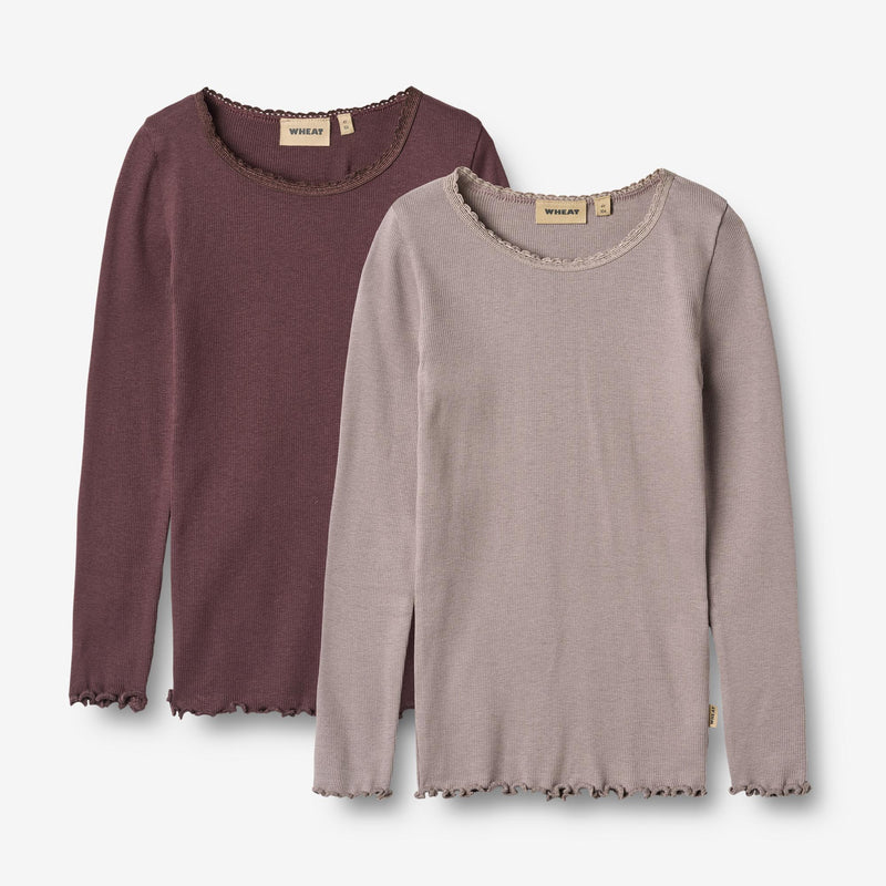 Wheat Main 2 Rib T-Shirt L/S Reese Jersey Tops and T-Shirts 9581 purple fudge