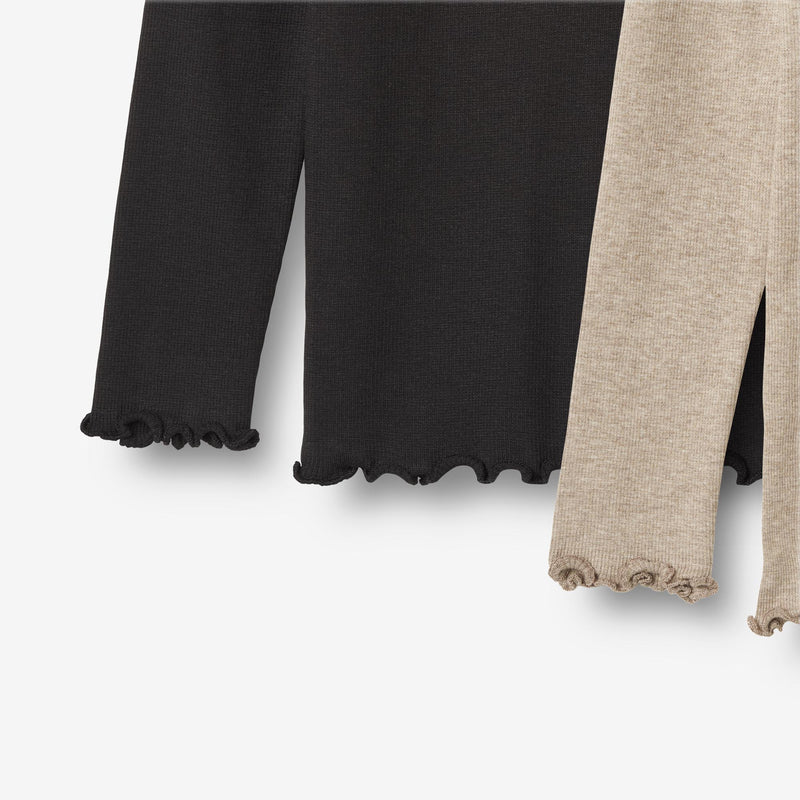 Wheat Main 2 Rib T-Shirt L/S Reese Jersey Tops and T-Shirts 1144 gravel melange black