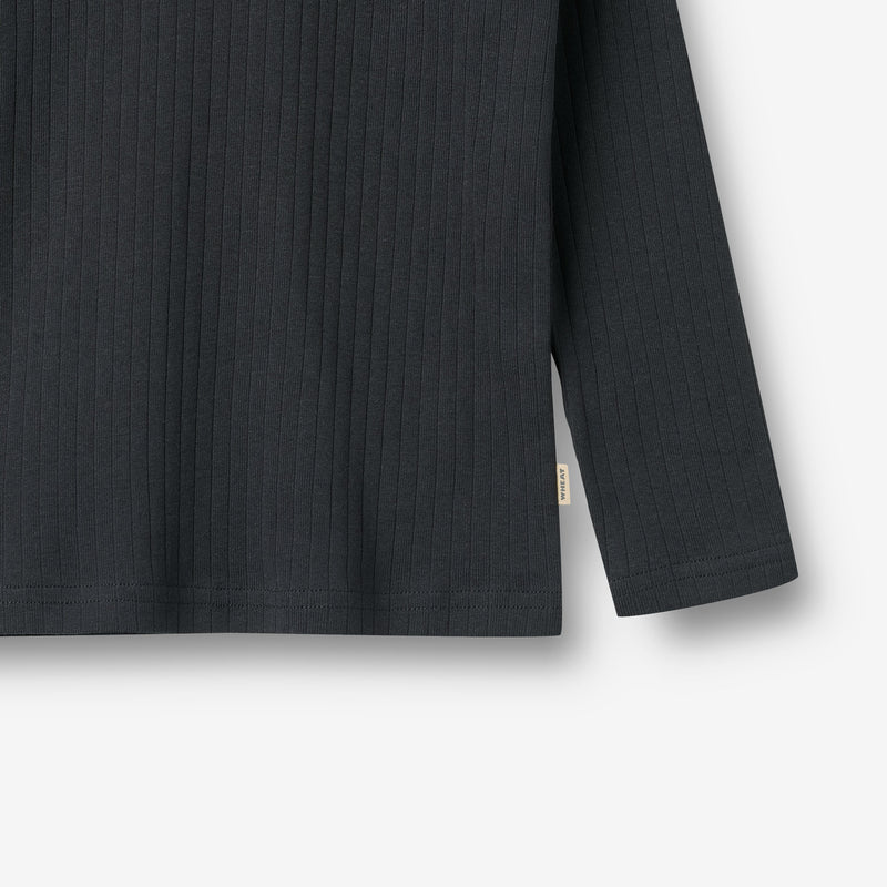 Wheat Main 2 Rib T-Shirt L/S Stig Jersey Tops and T-Shirts 9432 navy rib stripe