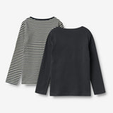 Wheat Main 2 Rib T-Shirt L/S Stig Jersey Tops and T-Shirts 9432 navy rib stripe