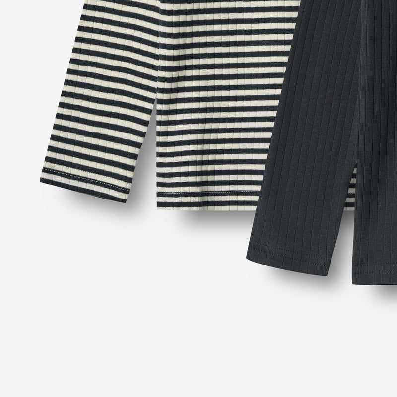 Wheat Main 2 Rib T-Shirt L/S Stig Jersey Tops and T-Shirts 9432 navy rib stripe