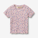 Wheat Main 2 Rib T-shirt S/S Alicia T-Shirt 9649 pink blue flowers