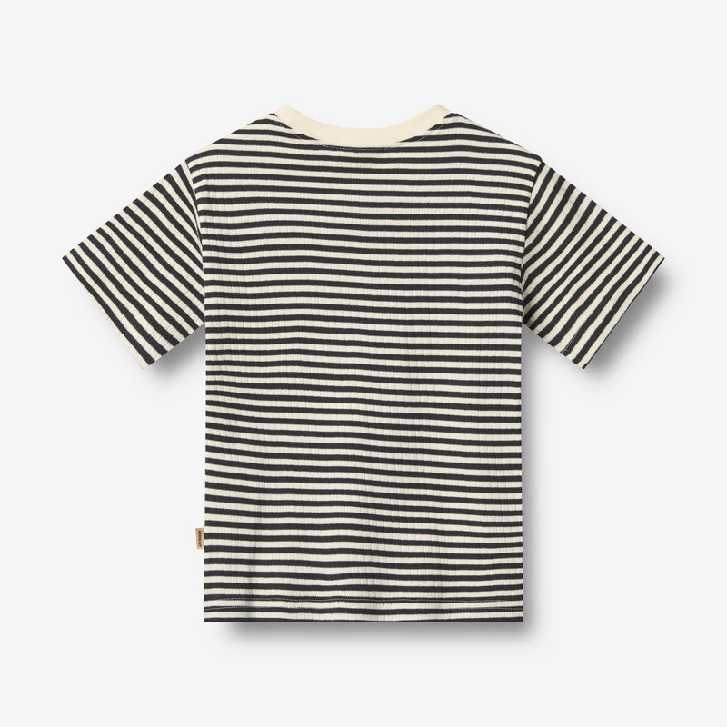 Wheat Main 2 Rib T-shirt S/S Fabian T-Shirt 9432 navy rib stripe