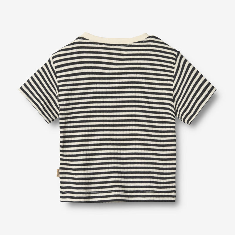 Wheat Main 2 Rib T-shirt S/S Fabian T-Shirt 9432 navy rib stripe