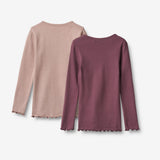 Wheat Main 2 Rib T-shirts L/S Ida T-Shirt 3118 eggplant