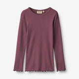 Wheat Main 2 Rib T-shirts L/S Ida T-Shirt 3118 eggplant
