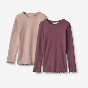 Wheat Main 2 Rib T-shirts L/S Ida T-Shirt 3118 eggplant