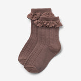 Wheat Main 2 pk Wool Lace Socks Nora Socks/Tights 3008 shadow brown
