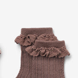 Wheat Main 2 pk Wool Lace Socks Nora Socks/Tights 3008 shadow brown