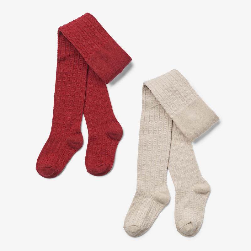 Wheat Main 2 pk Wool Lace Tights Karla Socks/Tights 2080 cherry red