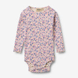 Wheat Main Body L/S Rie Body 9649 pink blue flowers