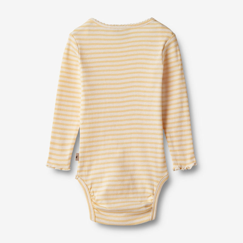 Wheat Main Body L/S Rie Underwear/Bodies 5002 pale apricot stripe