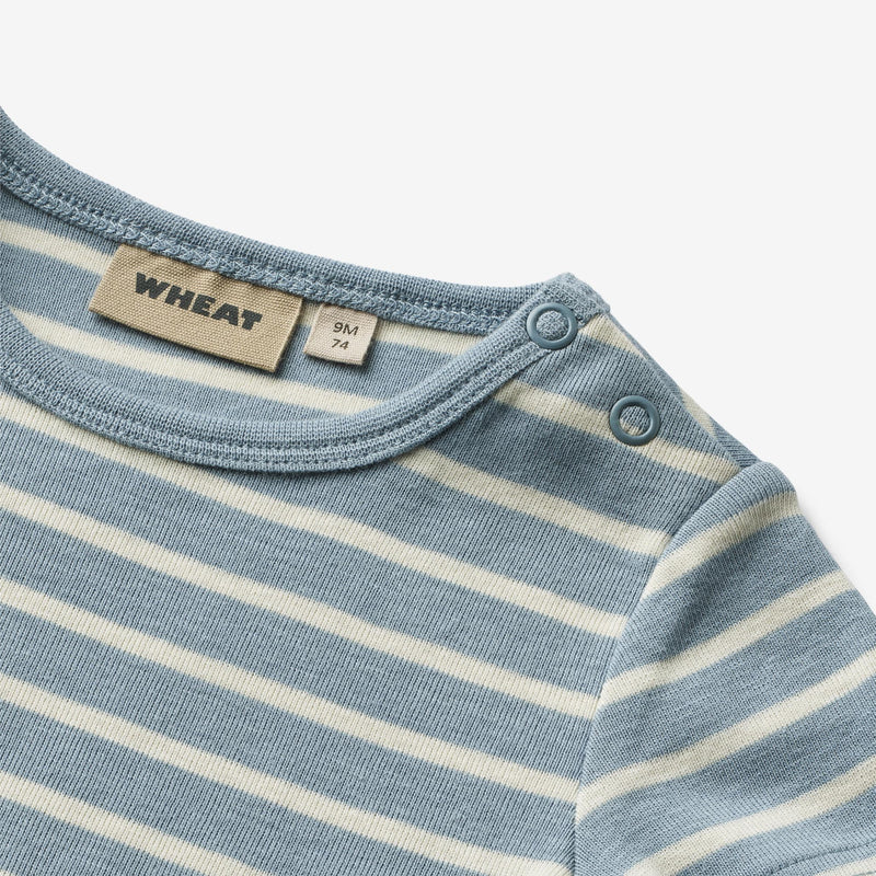Wheat Main Body S/S Edvald | Baby Underwear/Bodies 1009 ashley blue stripe