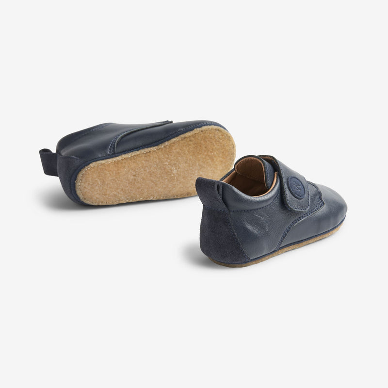 Wheat Footwear Dakota Leather Home Shoe | Baby Indoor Shoes 1432 navy