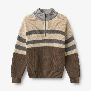 Wheat Main Half zip Jumper L/S Simo Pullover 1138 dry wood