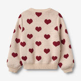 Wheat Main Jacquard Cardigan Hearts Knitted Tops 9562 offwhite melange