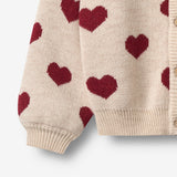 Wheat Main Jacquard Cardigan Hearts Knitted Tops 9562 offwhite melange