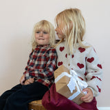 Wheat Main Jacquard Cardigan Hearts Knitted Tops 9562 offwhite melange