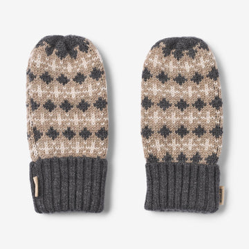 Wheat Outerwear Jacquard Mittens Haansi Accessory 0064 charcoal melange