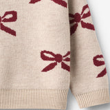 Wheat Main Jacquard Pullover Bow Pullover 3129 eggshell