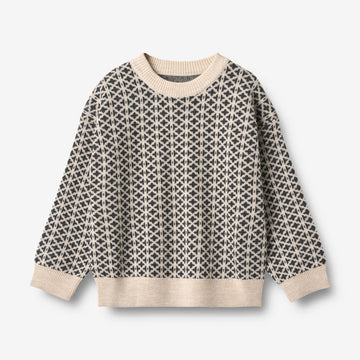 Wheat Main Jacquard Pullover Elias Knitted Tops 9574 warm sand melange