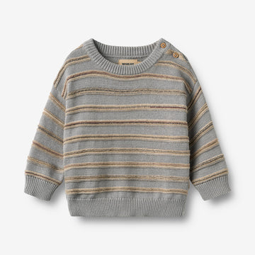 Wheat Main Jacquard Pullover Harlow Pullover 9783 slightly blue stripe
