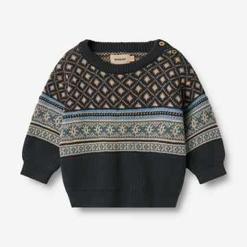 Wheat Main Jacquard Pullover Julius Pullover 1432 navy