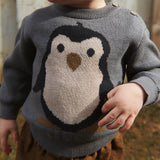 Wheat Main Jacquard Pullover Penguin | Baby Knitted Tops 1525 autumn sky