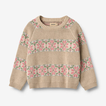 Wheat Main Jacquard Pullover Alberte Knitted Tops 3354 warm sand