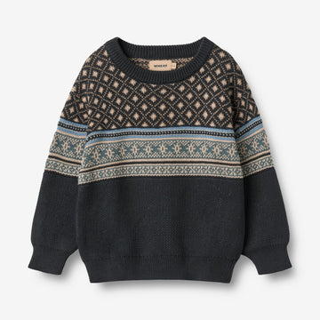 Wheat Main Jacquard Pullover Julius Pullover 1432 navy