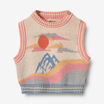 Wheat Main Jacquard Vest Maria Knitted Tops 9042 multi