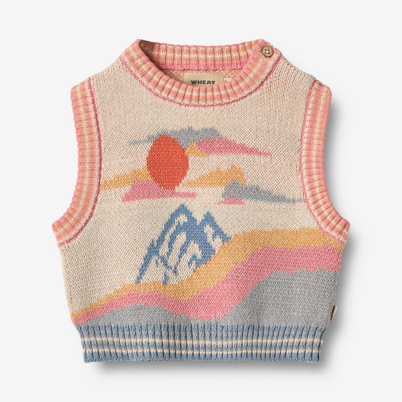 Wheat Main Jaquard Vest Maria Knitted Tops 9042 multi