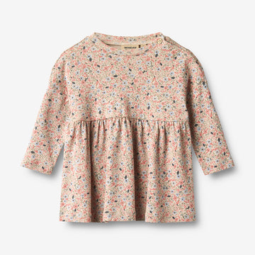 Wheat Main Jersey dress L/S Emmy Dress 9764 grey cloud flowers