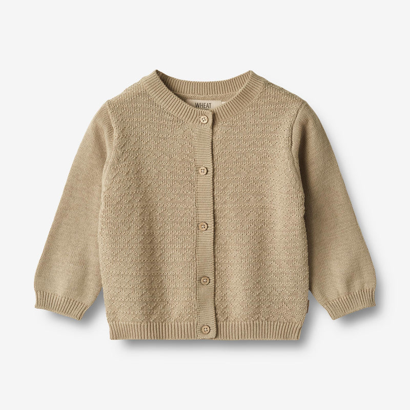 Wheat Main Knit Cardigan Bjørn Knitted Tops 0172 grey sand