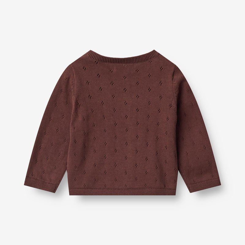 Wheat Main Knit Cardigan Maia | Baby Knitted Tops 2118 aubergine