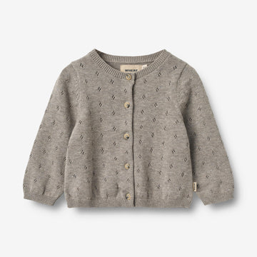 Wheat Main Knit Cardigan Maia | Baby Knitted Tops 3229 warm grey melange
