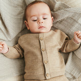 Wheat Main Knit Cardigan Nico Knitted Tops 9574 warm sand melange