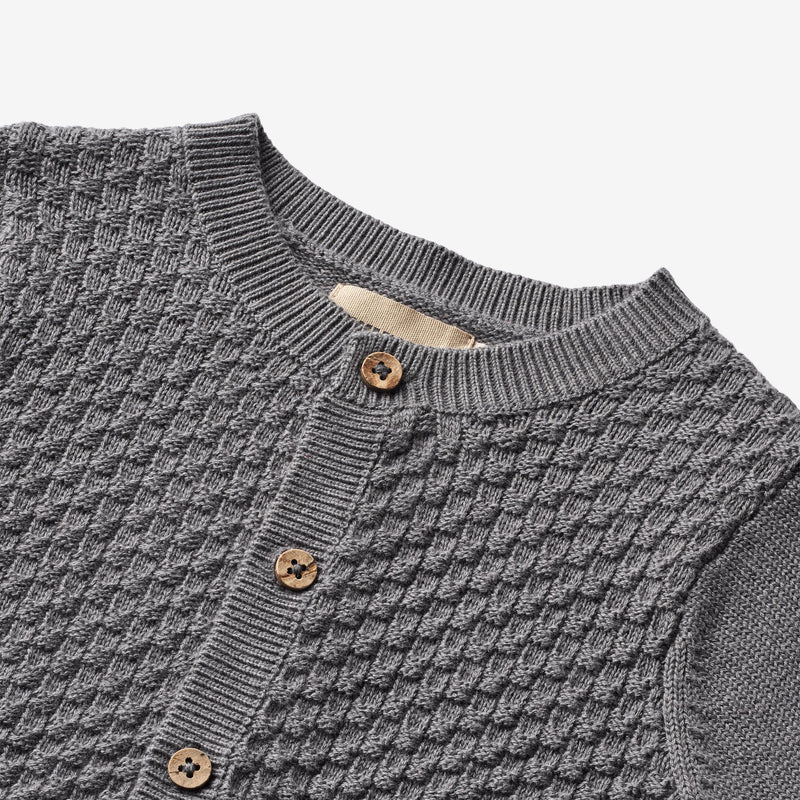 Wheat Main Knit Cardigan Siggi | Baby Knitted Tops 1201 stormy blue