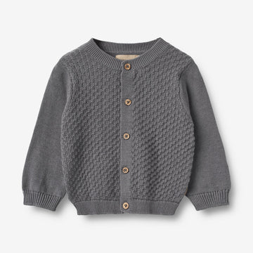 Wheat Main Knit Cardigan Siggi | Baby Knitted Tops 1201 stormy blue