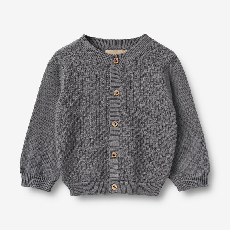 Wheat Main Knit Cardigan Siggi | Baby Knitted Tops 1201 stormy blue