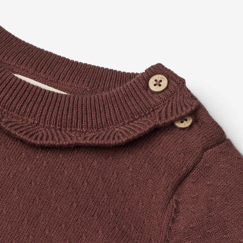 Wheat Main Knit Dress Nannie | Baby Dresses 2118 aubergine