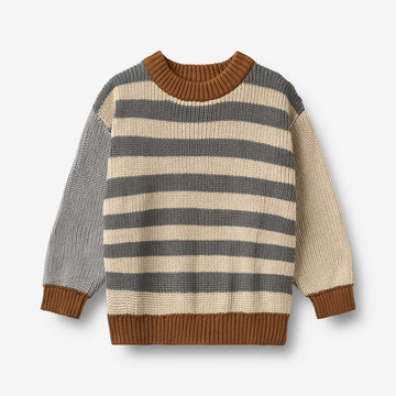 Wheat Main Knit Jumper L/S Rasmus Pullover 9596 flint stripe